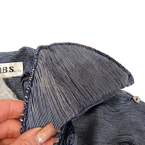 Vintage Maxi Blue Dress Tie Back Vest Crinkle Rayon MOTHER OF PEARL BUTTONS - Picture 9 of 15